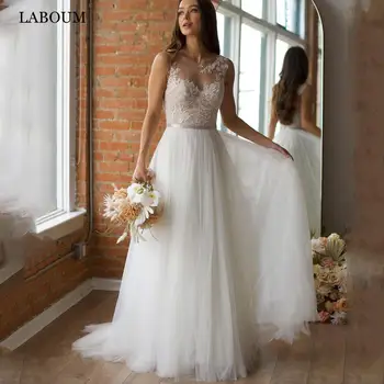 LaBoum Fada Querida Tule Vestidos De Noiva Sem Encosto Sem Mangas Apliques De Renda Vestidos De Noiva 2023 Vestido De Noiva Personalizado Madey