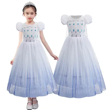 Vestido de princesa para Meninas Elsa Cosplay Traje Crianças Rainha da Neve Elsa Vestido de Crianças da Festa de Aniversário do Traje de Halloween 3-10 Anos