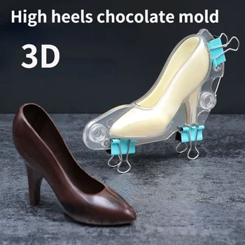 3D de Chocolate do Molde Plástico Mini salto Alto do Sapato Forma de Doces em pasta de Açúcar de Dia dos Namorados da Decoração do Bolo 