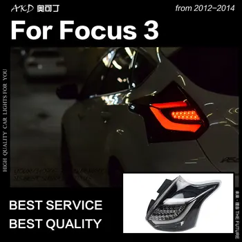 Estilo carro de Cauda Lâmpada para Ford Focus Luzes da Cauda 2012-2014 Foco 3 Hatchback DIODO emissor de Luz da Cauda DRL 5 Portas Sinal de auto Acessórios