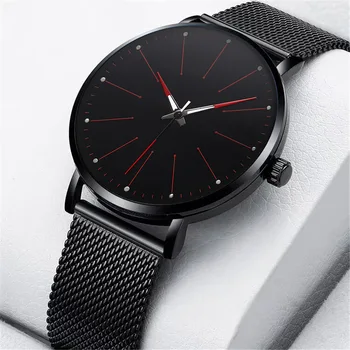Moda masculina Minimalista Ultra Fina de Relógios de Homens de Negócios de Malha de Aço Inoxidável Correia Luminoso do Relógio de Quartzo Relógio Masculino Saati