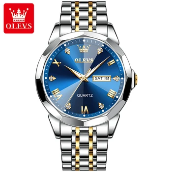 OLEVS de melhor Marca de Luxo, Relógios de Quartzo Moda masculina Duplo Calendário Masculino Relógio de Diamantes Esporte Mens Relógio de Pulso Relógio Masculino