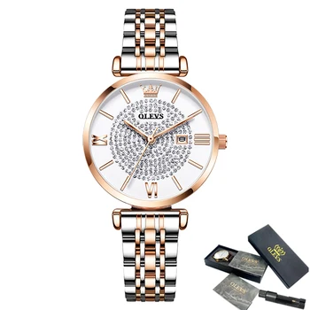 OLEVS Mulheres Relógios de Luxo Diamante Rosa de Ouro Senhoras Pulso Watche Magnético Mulheres Relógio Pulseira Para Relógio Feminino Relógio Feminino
