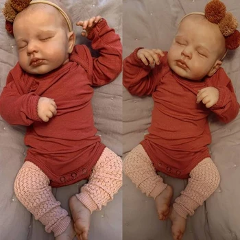 DOM 19in Já Pintou Terminado Reborn Baby Doll Loulou de Dormir do Bebê Recém-nascido 3D Pele Visível Veias de colecionador de Arte Brinquedos