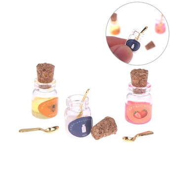 3PCS Casa de bonecas em Miniatura de Morango com leite jam Para Boneca Cozinha de Brinquedo Acessórios