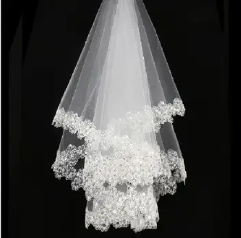 novos acessórios de casamento charmoso da noiva véu de noiva apliques de lantejoulas véus 2021