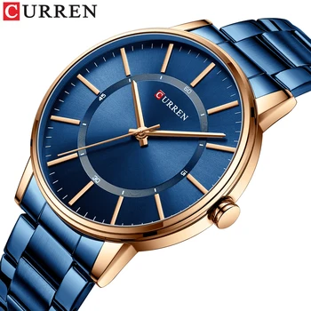 Homens Clássicos de Negócios Relógios de Quartzo de alto Luxo CURREN de Aço Inoxidável Relógio Analógico Moda Azul Preto Relógio Relógio Masculino 0