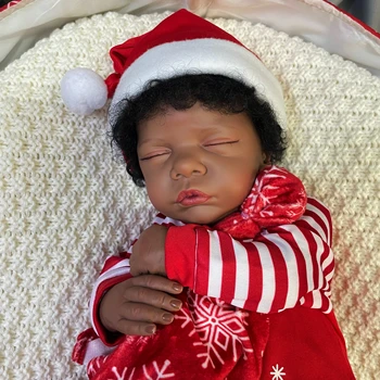 19Inch Africano-Americano de Boneca Romy Pele Escura Renascer Bebê Terminar de Recém-nascidos Com Enraizada Cabelo Brinquedo Artesanal Presente de Natal Para Meninas 0