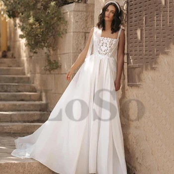 Vestido De Casamento Do Vintage Praça Colar De Pérolas Apliques Requintados Sem Mangas Querida, Esfregar O Vestido Vestido De Noiva Mulheres