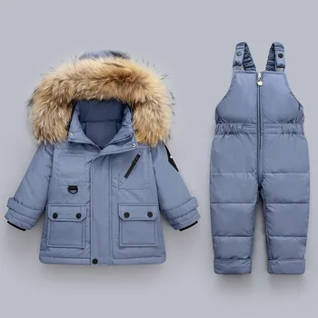2021 Crianças Inverno Engrossado Quente Para Baixo Jaqueta De 2 Peças Do Conjunto De 0-4 Anos De Idade Macacão Com Capuz Casaco De Moda De Nova Série De Roupas De Bebê