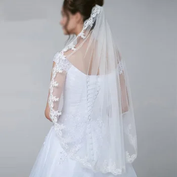 Nova Chegada de Topo Laço Véus Para noivas Velo De Noiva Branco Marfim Vintage Curto Cotovelo Véus de Casamento