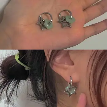 Retro Imitação Jade Estrelas Brincos de Moda Projeto Personalizado Destacável de Metal Brincos para Mulheres Meninas a Tendência de Jóias Presentes