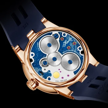 Haofa 1952 Carrossel relógios Mecânicos Para Homens Voando Safira Karrusel Estrelado Mens Watch Reserva de Energia de 80H de Moda de Luxo Azul 1