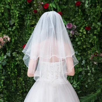 Vintage Pérolas Brancas Noiva Nupcial Blush Véus 2023 Novas Simples E Curto, As Mulheres De Véu De Noiva Velos De Noiva Casamento Acessório 2