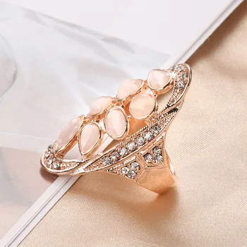 2022 Novo de Luxo Opal Ring para as Mulheres do Vintage Casamento Jóias Antigas Tibetano Prata Cinza Cristal Grande Anel de Presentes de Natal 2