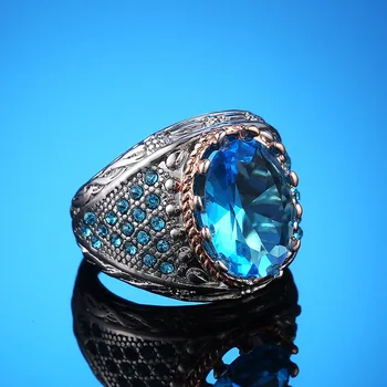 Elegantes Cores Azul Grande Pedra De Strass De Cristal Do Anel Vintage Casamento De Luxo Anéis De Noivado Boêmio Jóias Para As Mulheres Presentes 2