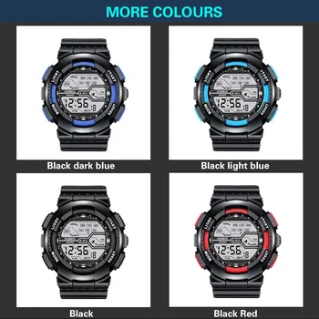 Moda Impermeável Homens Menino LCD Digital Cronômetro Data de Borracha do Esporte Relógio de Pulso Relógio Masculino Relógio Curren Homens 3