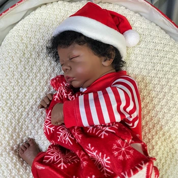 19Inch Africano-Americano de Boneca Romy Pele Escura Renascer Bebê Terminar de Recém-nascidos Com Enraizada Cabelo Brinquedo Artesanal Presente de Natal Para Meninas 3