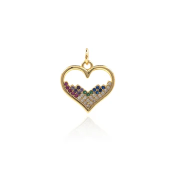 Coração de cristal Pendente de Ouro, Zirconia Cúbico Amor Jóias de Mulheres Simples AAA CZ Pedra DIY Fazer a Jóia de Suprimentos Acessórios 3