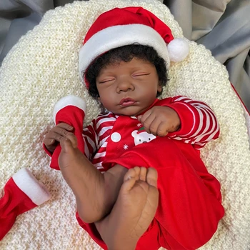 19Inch Africano-Americano de Boneca Romy Pele Escura Renascer Bebê Terminar de Recém-nascidos Com Enraizada Cabelo Brinquedo Artesanal Presente de Natal Para Meninas 4