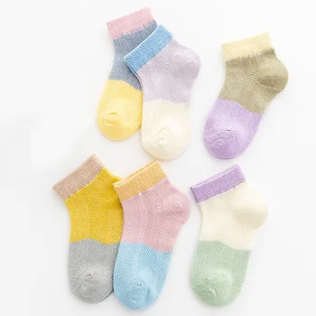 Verão para crianças, meias finas de correspondência de cores de meias para meninos e meninas 4