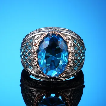 Elegantes Cores Azul Grande Pedra De Strass De Cristal Do Anel Vintage Casamento De Luxo Anéis De Noivado Boêmio Jóias Para As Mulheres Presentes 4