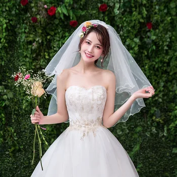 Vintage Pérolas Brancas Noiva Nupcial Blush Véus 2023 Novas Simples E Curto, As Mulheres De Véu De Noiva Velos De Noiva Casamento Acessório 5
