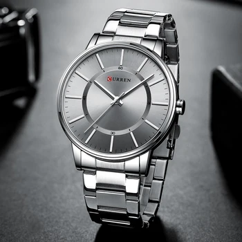Homens Clássicos de Negócios Relógios de Quartzo de alto Luxo CURREN de Aço Inoxidável Relógio Analógico Moda Azul Preto Relógio Relógio Masculino 5
