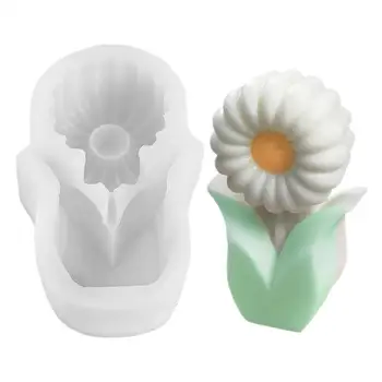 3D Bonito Girassol Vela do Molde DIY Molde de Silicone Para Sabão Aromaterapia Vela de Gesso Artesanato Ferramenta para Tomada de