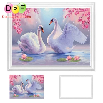 DPF 5D amor swan Enquadrado Bordado de Diamante cheio e Redondo, Diamante Pintura de Diamante de Ponto de Cruz com Strass kits de Decoração de casa de pintura