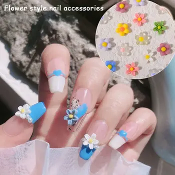50Pcs Colorido Encantos Jóias de Moda de Unhas Decorações de Flores da Arte do Prego Resina Flor 3D Nail Art Manicure Acessórios
