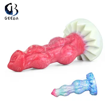 GEEBA Nova Cor Fantasia de Monstro Dragão Série Enorme Vibrador Realista Real Vagina Plug Anal Gay Produto Adultos Brinquedo do Sexo Para Mulheres