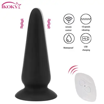 De vibração do Plug anal Controle Remoto sem Fio Anal com Vibrador 10 Velocidades G-spot Massageador de Próstata Brinquedos Sexuais ventosa