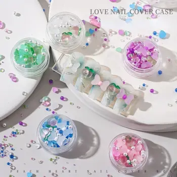 Misto, Colorido Coração de Amor Bowknot Pérolas Nova Decoração de Unhas em 3D Rhinestones da Arte do Prego