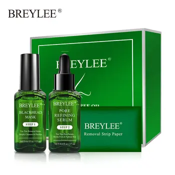 BREYLEE Verde Chá de Cravo de Remoção de Kits de Poro de Refino de Soro Diminui Anti Acne Tratamento retire a Máscara Facial de Cuidados com a Pele Conjuntos
