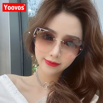Yoovos De Luxo, Mulheres De Óculos De Sol Vintage, Óculos De Sol Das Mulheres 2021 Marca De Moda Design De Óculos De Sol Para Mulheres Sem Moldura Gafas De Mulher