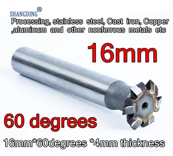 16mm*60degrees 4 mm de espessura de Carboneto de Duplo Ângulo fresa de Processamento,aço inoxidável, ferro Fundido ,Cobre,alumínio, etc.