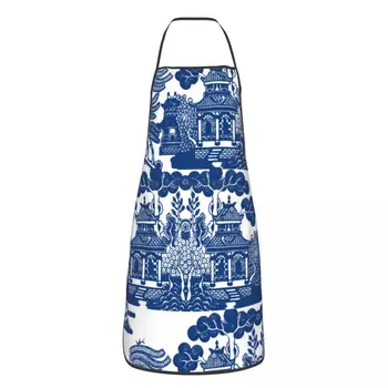 Blue Willow Chinoiserie Azul E A Branca Da Porcelana Inspiração Avental Homens Mulheres Chef De Cozinha Bib Tablier Cozinha Cozinhar Assar