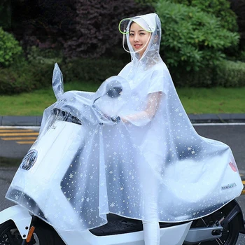Bateria de carro elétrico do carro capa de chuva fosco transparente longo de moda capa de chuva única mulher não descartáveis poncho
