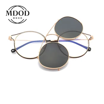 Vintage Metal 2 Em 1 Clip Onglasses Individualidade Olho de Gato Óculos de sol Unissex Anti-Luz Azul UV400 2022 очки для зрения