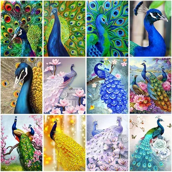 DIY Pavão 5D Diamante Pintura Completa Praça de Broca Mosaico de Aves, Animais de Diamante Bordado de Ponto de Cruz, Kits de Decoração de Casa de Arte de Parede