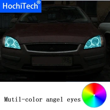 HochiTech para Ford Focus II Mk2 2004-2008 estilo carro de LED RGB Demônio Angel Eyes Kit de Anel Halo de Luz do Dia DRL com um controle remoto