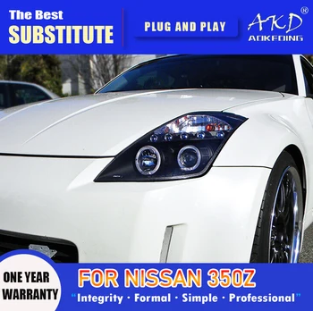 AKD tuning carros Farol Para Nissan 350Z 2003-2008 Faróis de LED 350Z DRL com luzes Bi-Xenon Feixe de luzes de Nevoeiro, olhos de anjo