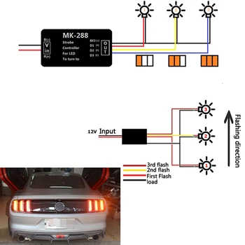 1pc Carro Para taillamp da Frente ou de Trás, Vire Sinal de Luz 3-Passo Sequencial Perseguição Dinâmica do Flash do Módulo de Caixas de 12V 21W