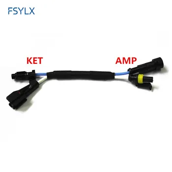 FSYLX KET - AMP conector de chicote de fios do fio para H3 H4 H7 H11 Carro HID xenon farol bulbo de lastro AMP KET adaptadores de cabos de conexão 0