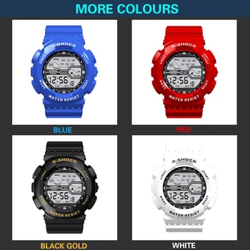 Moda Impermeável Homens Menino LCD Digital Cronômetro Data de Borracha do Esporte Relógio de Pulso Relógio Masculino Relógio Curren Homens