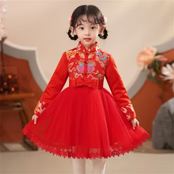 Criança Bebê Meninas Crianças De Fadas Hanfu Vestidos Para O Calendário Chinês, O Ano Novo Da Princesa Vestidos De Mamãe Filha Vestidos