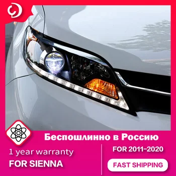 AKD Estilo Carro de Faróis para Toyota Sienna 2011-2019 LED DRL Cabeça de Lâmpada Foco Sinal de volta Angel Eyes Led Projector Lente Bifocal
