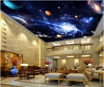 3d teto papel de parede mural azul universo espaço nebulosa planeta sala de estar decoração personalizada foto de papel de Parede para parede na rola