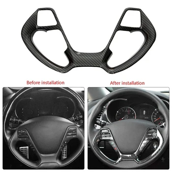 ABS com Fibra de Carbono Interior Volante Decoração de Capa de acabamento para Kia Forte K3 2016-2018 Estilo Carro 0